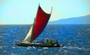Hawaiian sailing canoe