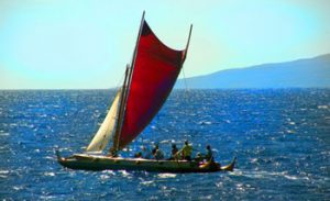 Hawaiian boat sailing