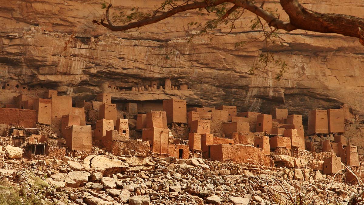 Dogon cliff dwellings in Bandiagara, Mali