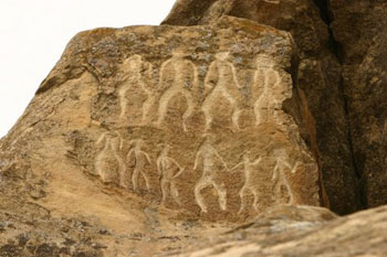ancient rock art in Gobustan, Azerbaijan