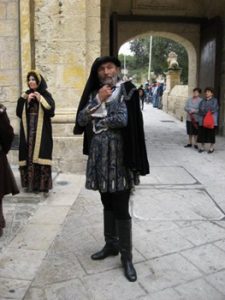 man wearing medieval wardrobe