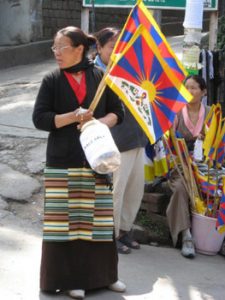 vendor selling Tibetan flags