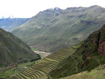 terraced hillside in Pisac Peru