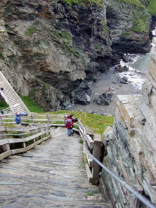steep staircase leads to Tintagel Castle