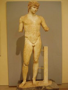 sculpture of Antinous in Delphi museum