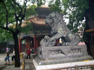 bronze lion statue in Summer Palace, Beijing