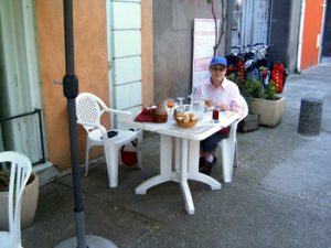 sidewalk restaurant table, France