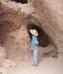 exploring a pit in the Atacama desert