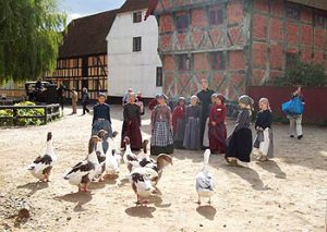 teacher and students at Aarhus old school