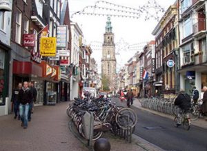 rows of bicycles on a Groningen street