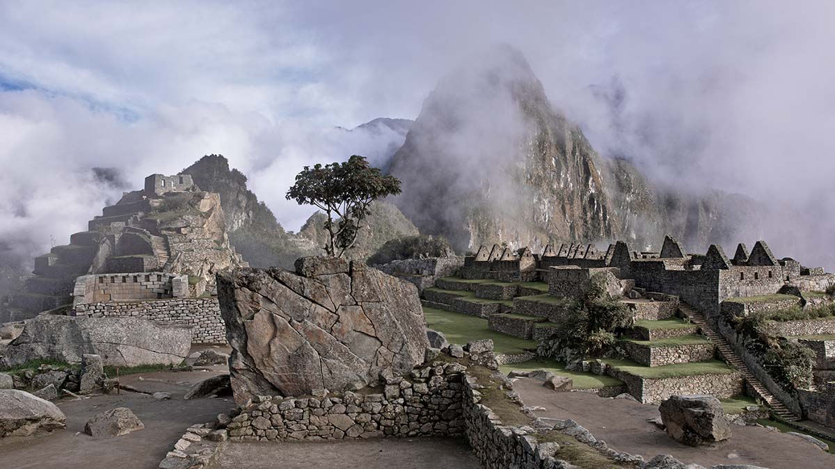 Machu Picchu in clouds
