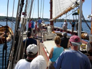 on deck on the sailboat