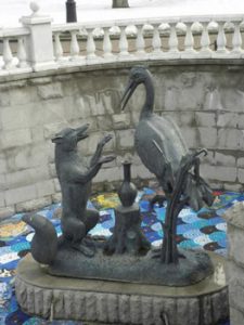 Tsereteli sculpture representing the Fox and Geese fairy tale