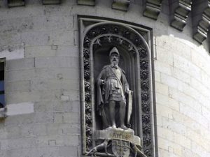 knight sculpture on Pierrefonds castle turret