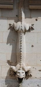 castle downspout shaped like salamander