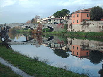 bridge over river in Prato, Tuscany