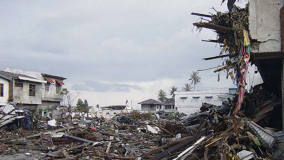 tsunami aftermath wreckage