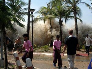 tsunami water approaching