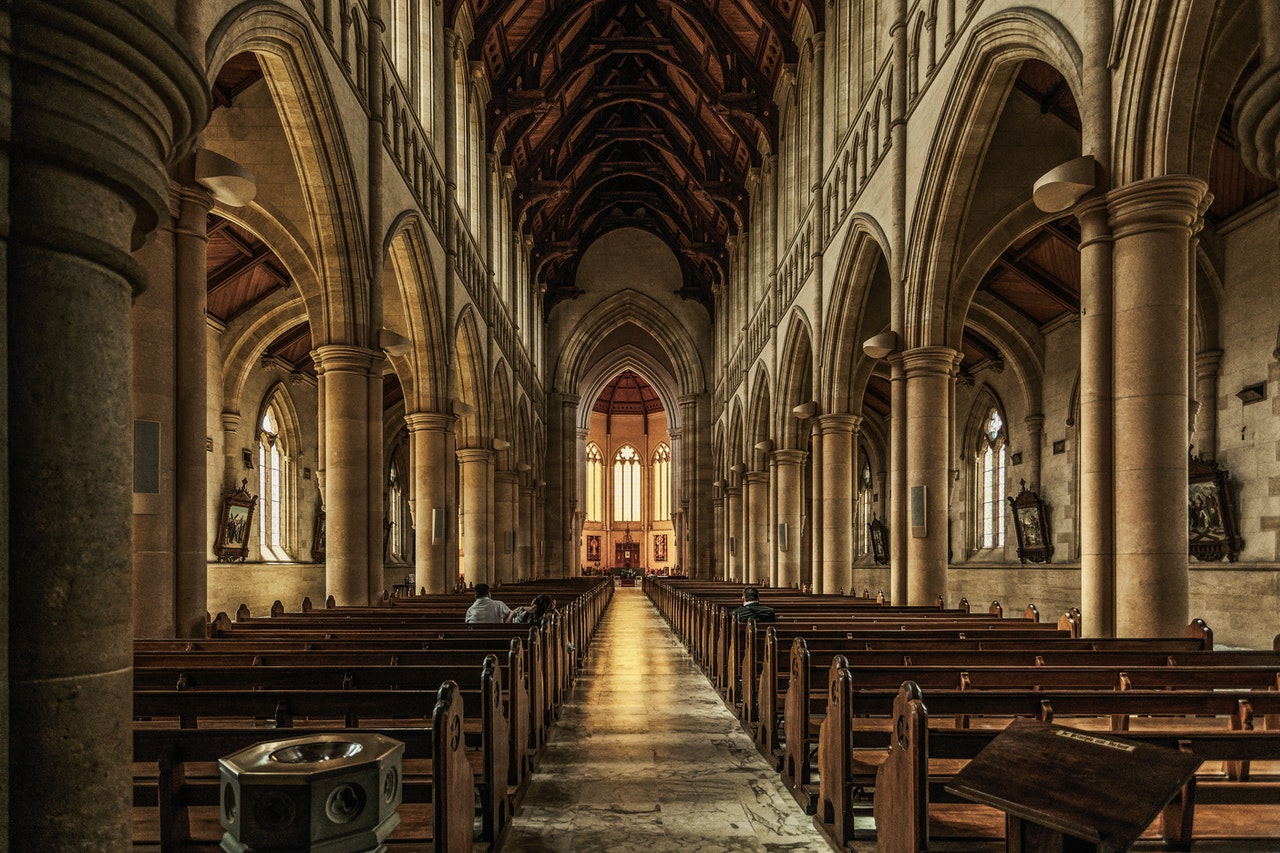 An inside of a cathedral.