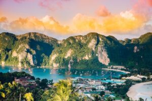 aerial photo of a bay in Thailand