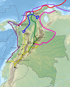 map of conquest of Colombia routes