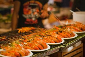 seafood on several plates