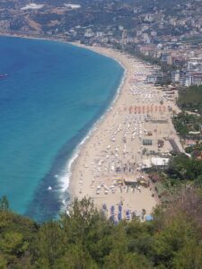 overhead view of beach