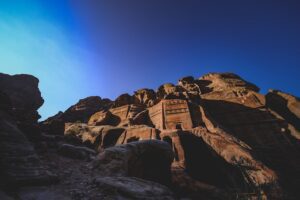 a top of a Petra hill at sunset