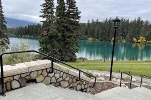 view of lake from Jasper Park Lodge