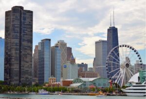 Chicago skyline on a sunny day