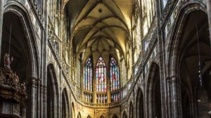 Interior view of cathedral in Prague