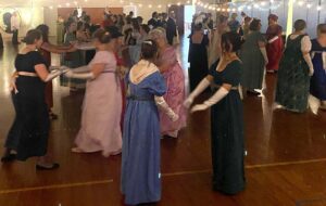 women dancing at Jane Austen Festival in Mount Dora, Florida