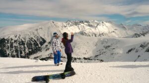 skiiers in snow