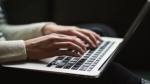 Hands on laptop computer
