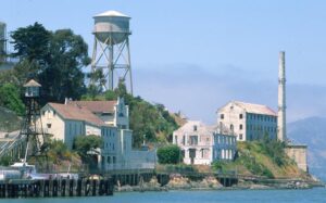 Buildings on an island