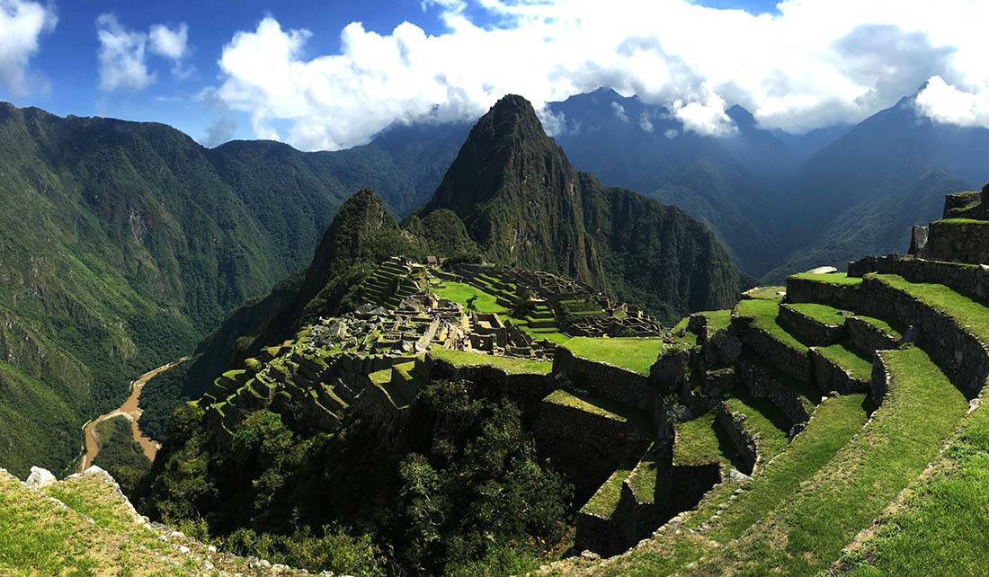 Machu Picchu mountain top in sunshine