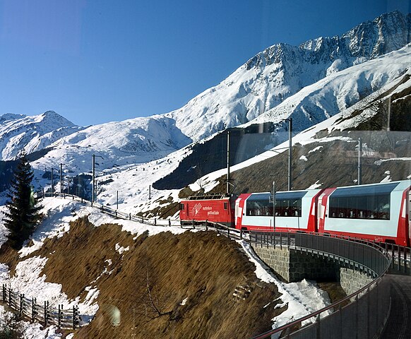 Train in Switzerland glacier mountains