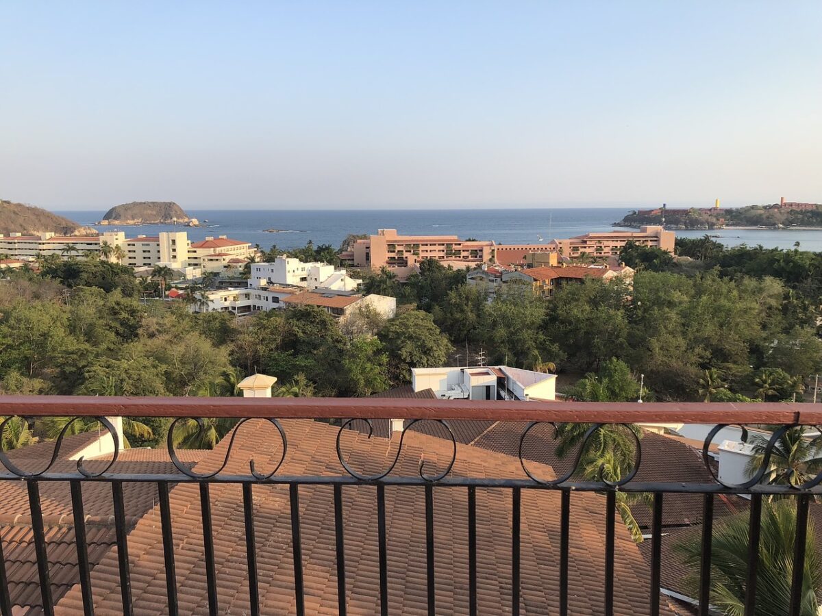 Buildings by the sea in Huatulco Mexico