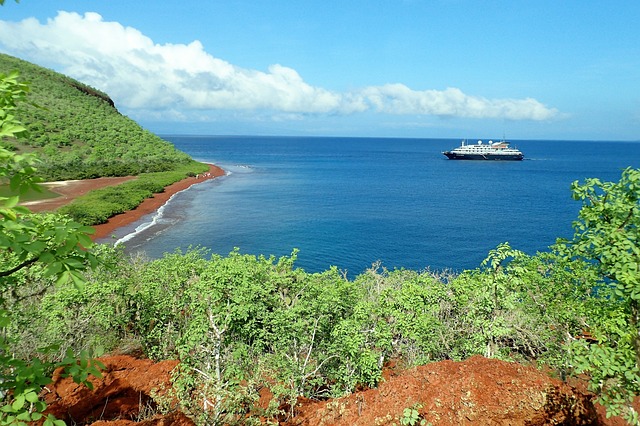 Galapagos Islands cruise ship in harbour