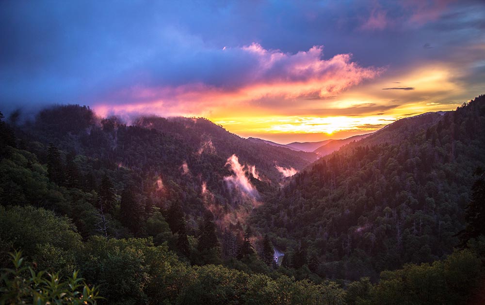 sunset in mountains