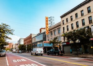 The iconic Apollo Theater in Harlem, showcasing Harlem’s