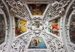 beautiful paintings in a cathedral in Salzburg