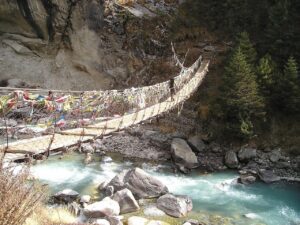 Bridge in Nepal mountains