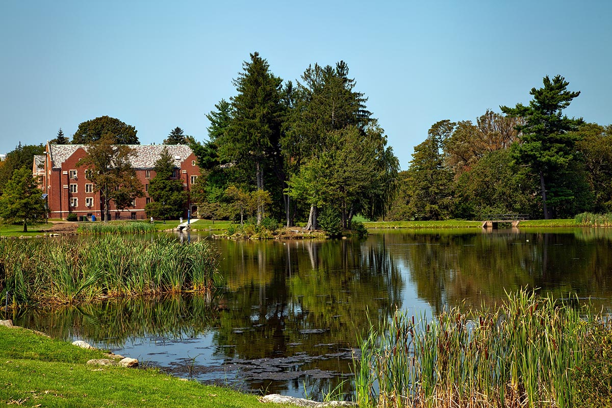 University of Connecticut river and buildings