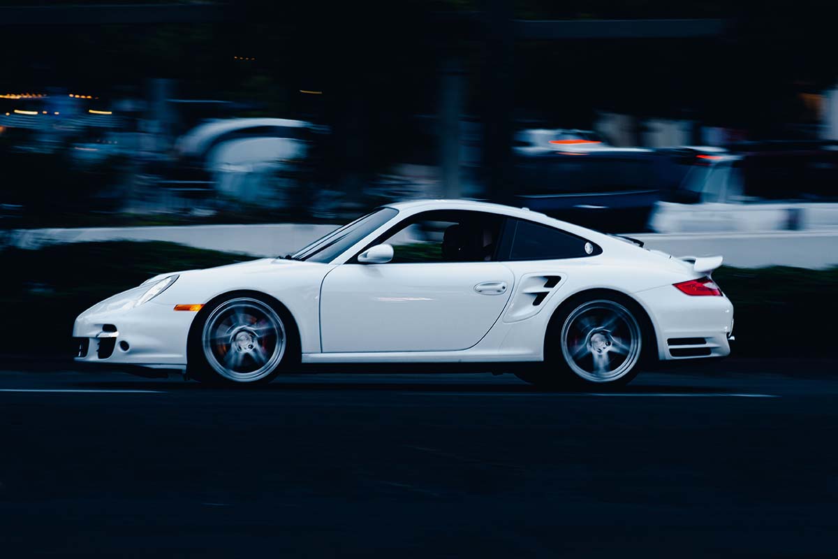 white sports car