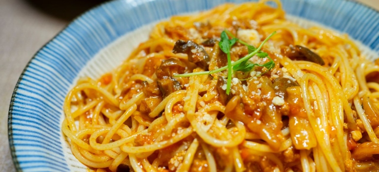 plate with noodles