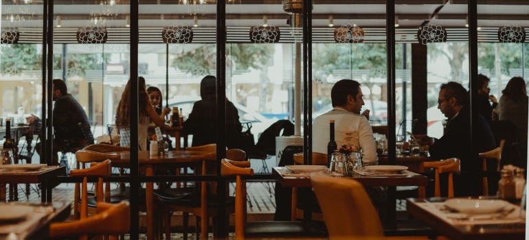people sitting in a restaurant